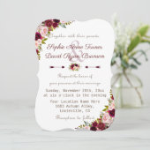 エレガントなバーガンディ マーサラ フラワーの結婚式 招待状 (スタンド正面)