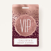 エレガントなバーガンディ ローズゴールド ドット グラデーション バッジ (正面)