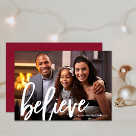 エレガントなバータイプのクリスマスカード 信じる フォト クリスマス