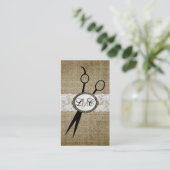 エレガントなバーラップおよびレースの美容師の美容師 名刺 (スタンド正面)