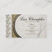 エレガントなバーラップおよびレースの美容師の美容師 名刺 (裏面)