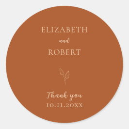 エレガントなバーントオレンジの結婚式 テラコッタ シンプル ラウンドシール