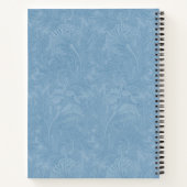 エレガントなパウダーブルーの花柄 | オーダーメイドスパイラル ノートブック (裏面)