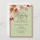 エレガントなパステルオータムフラワー70歳の誕生日パーティー 招待状 (正面)