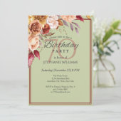 エレガントなパステルオータムフラワー70歳の誕生日パーティー 招待状 (スタンド正面)