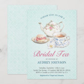 エレガントなパステルカラーのウェディングシャワーティー フラワール  招待状 (正面/裏面)
