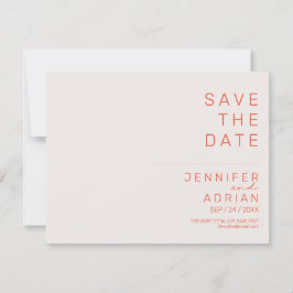 エレガントなパステルカラーのミニマルな横向きのSave The Date