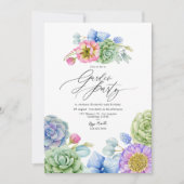 エレガントなパステルカラーの多肉植物ガーデンパーティー 招待状 (正面)