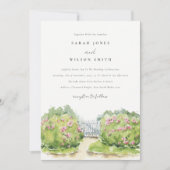 エレガントなパステルカラーの水彩コテージガーデンウェディング 招待状 (正面)