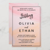 エレガントなパステルカラーの水彩抽象ウェディング 招待状 (正面/裏面)