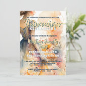 エレガントなパステルカラーの水彩画 キンセアニエラ・セレブレーション 招待状 (スタンド正面)