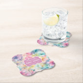 エレガントなパステルカラーの水彩花のブライダルシャワー ペーパーコースター (インサイチュ)