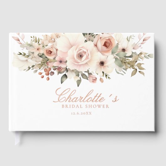 エレガントなパステルカラーの花束 ブライダルシャワー ゲストブック (正面)