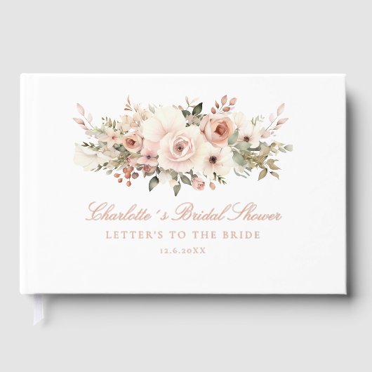 エレガントなパステルカラーの花束 ブライダルシャワー ゲストブック (正面)