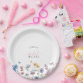 エレガントなパステルカラーの野生の花と緑の結婚前お披露目パーティー ペーパープレート (パーティー)