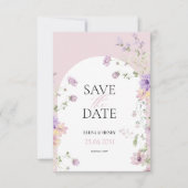 エレガントなパステルカラーの野生の花の結婚式のSave the Date 招待状 (正面)