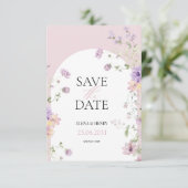 エレガントなパステルカラーの野生の花の結婚式のSave the Date 招待状 (スタンド正面)