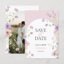 エレガントなパステルカラーの野生の花の結婚式のSave the Date