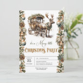 エレガントなパステルグリーンの偽の金とトナカイ 招待状 (スタンド正面)