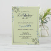 エレガントなパステルグリーンの花 女性の50歳の誕生日 招待状 (スタンド正面)
