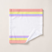 エレガントなパステルストライプのホワイト バスタオルセット (ウォッシュタオル)