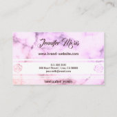 エレガントなパステルパープルの大理石 おしゃれなモノグラム 名刺 (裏面)