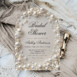 エレガントなパステルパールのブライダルシャワー 招待状