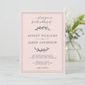 エレガントなパステルピンクのウェディング招待状 招待状 (スタンド正面)