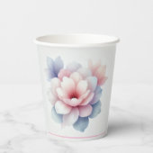 エレガントなパステルピンクの花柄パーソナライズ紙コップ 紙コップ (裏面)