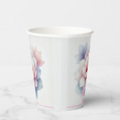 エレガントなパステルピンクの花柄パーソナライズ紙コップ 紙コップ (右)