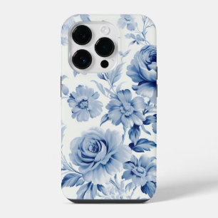 エレガントなパステルブルーの水彩バラ iPhone 14 PROケース