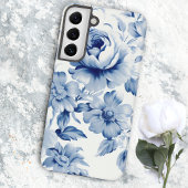 エレガントなパステルブルーの水彩ローズ SAMSUNG GALAXYケース