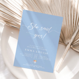 エレガントなパステルブルーの花のティーブライダルブランチ 招待状