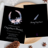 エレガントなパステルリースのクリスマスディナーパーティー 招待状