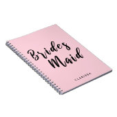 エレガントなパステル調のピンク及び黒の新婦付添人 ノートブック (右側)