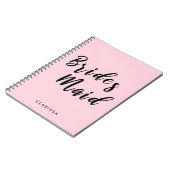 エレガントなパステル調のピンク及び黒の新婦付添人 ノートブック (左側)