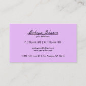 エレガントなパステル調のラベンダーおよびシェブロン黒いパターン 名刺 (裏面)