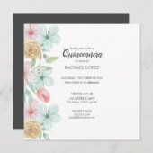 エレガントなパステル調の花模様|の金ゴールドフレームキンセアニェラ 招待状 (正面/裏面)