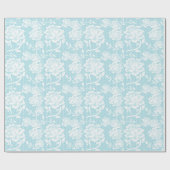 エレガントなパステル調の青および白いレースの包装紙 ラッピングペーパー (フラット)