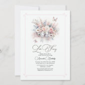エレガントなパステル フラワーボウ ラブ ファンシー ブライダルシャワー 招待状 (正面)