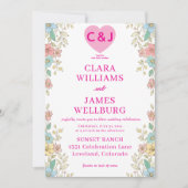 エレガントなパステル フラワー招待状テンプレート 招待状 (正面)