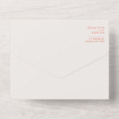 エレガントなパステル ミニマル ホワイトとレッドのモダンなシール オールインワン招待状 (裏面)