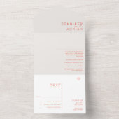 エレガントなパステル ミニマル ホワイトとレッド ﻿モダンなシール オールインワン招待状 (内側)