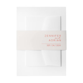 エレガントなパステル ミニマル ホワイトとレッド モダン 招待状ベリーバンド