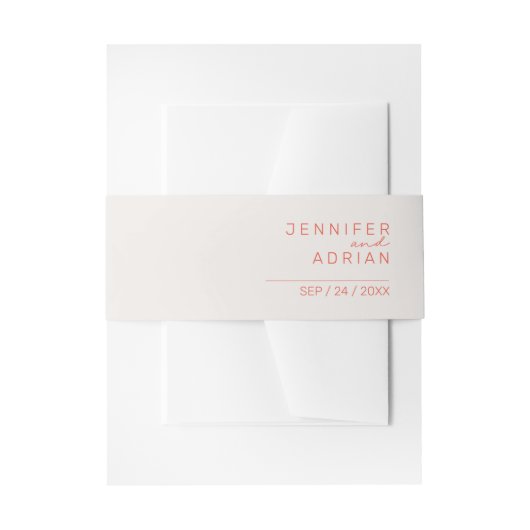 エレガントなパステル ミニマル ホワイトとレッド モダン 招待状ベリーバンド (正面例)