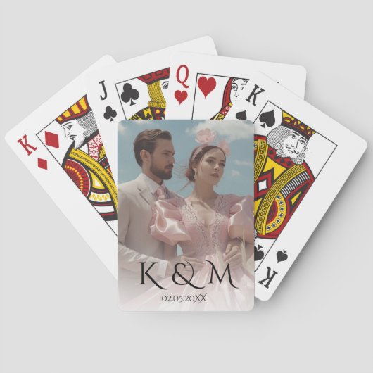 エレガントなパステル ヴィンテージスタイルの結婚式の絵 トランプ (裏面)