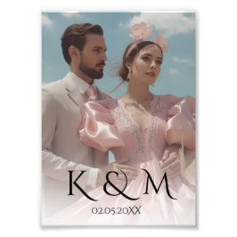 エレガントなパステル ヴィンテージスタイルの結婚式の絵 フォトプリント           