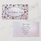 エレガントなパターンによってはピンクかピンクが開花します 名刺 (正面/裏面)