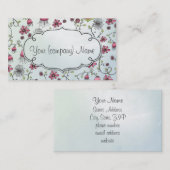 エレガントなパターンによってはピンクか青が開花します 名刺 (正面/裏面)