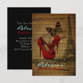 エレガントなパリのフランス風ヴィンテージ誕生日パーティー 招待状 (正面/裏面)